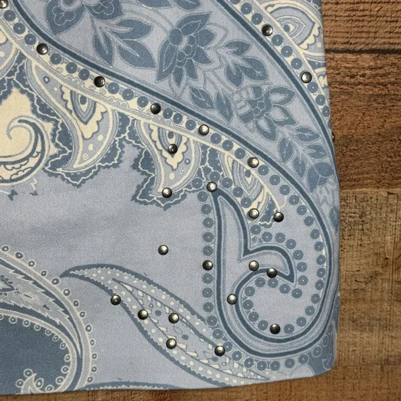 Hemant & Nandita Buckle Belt Studded Mini Skirt size Medium Powder Blue - Picture 7 of 12